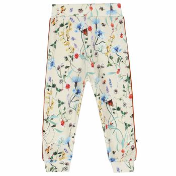 Younger Girls Ivory Floral Joggers