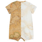 Beige Logo Geo Map Romper, 1, hi-res