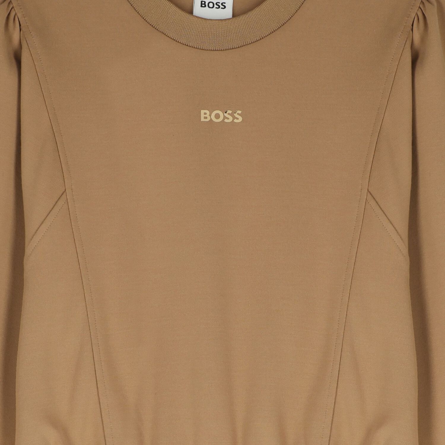 Girls Beige Logo Dress, 1, hi-res