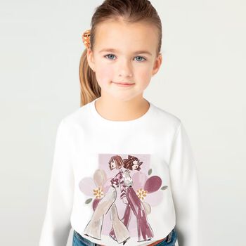 Girls Ivory Long Sleeve Top