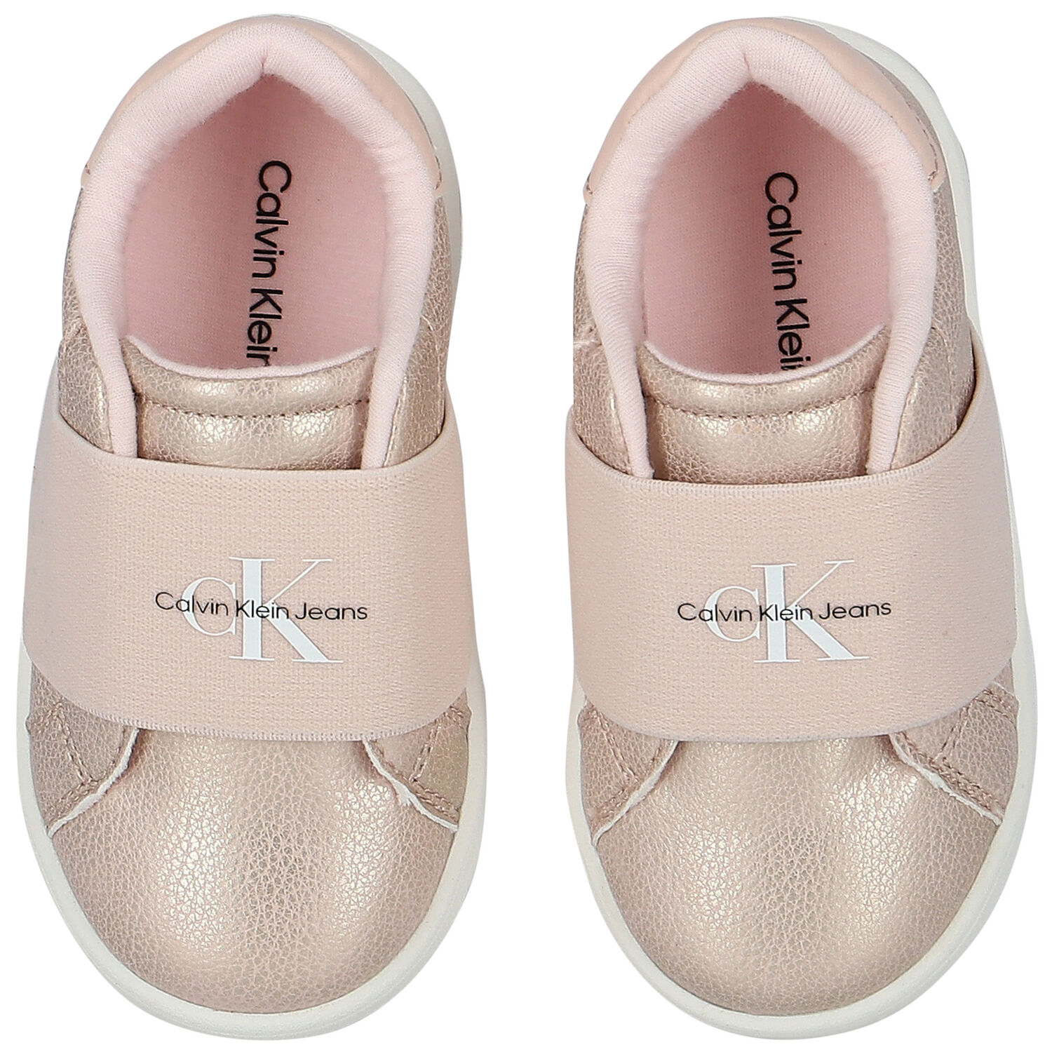 Girls Rose Gold & Pink Logo Trainers, 1, hi-res