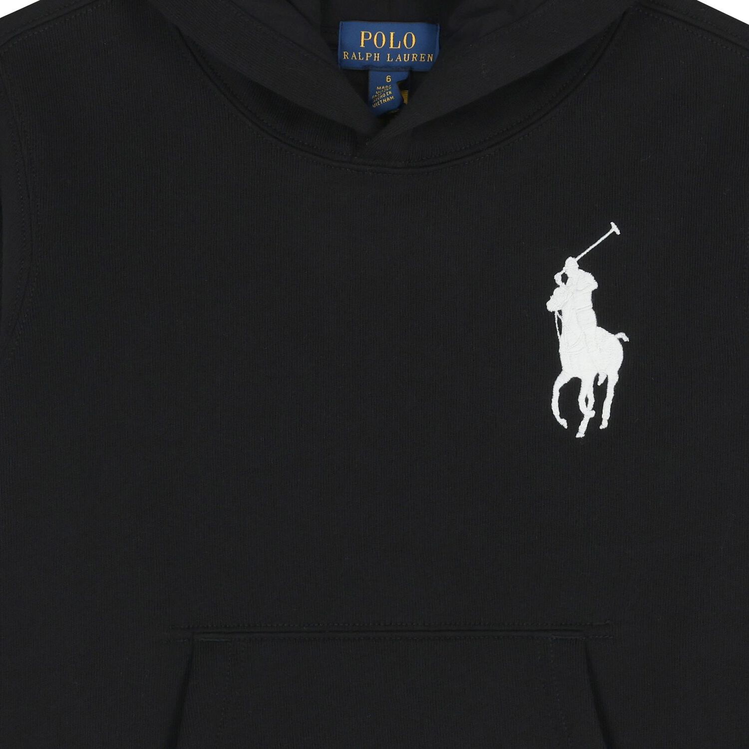 بلوزة بغطاء رأس وشعار باللون الأسود للأولاد, 1, hi-res image number null