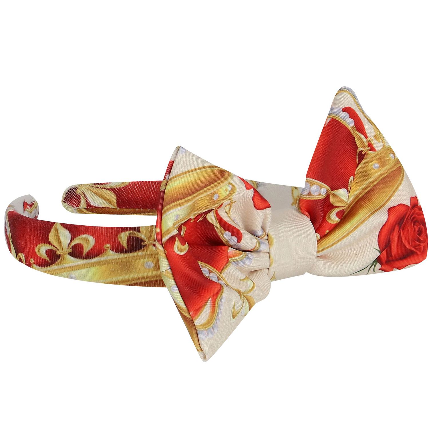 طوق شعر بنات بفيونكة باللون العاجى والبيج, 1, hi-res