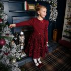 Girls Burgundy 3D Flower & Sequin Tulle Aliza Skirt, 1, hi-res