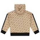 Girls Beige Logo Hooded Zip Up Top, 1, hi-res