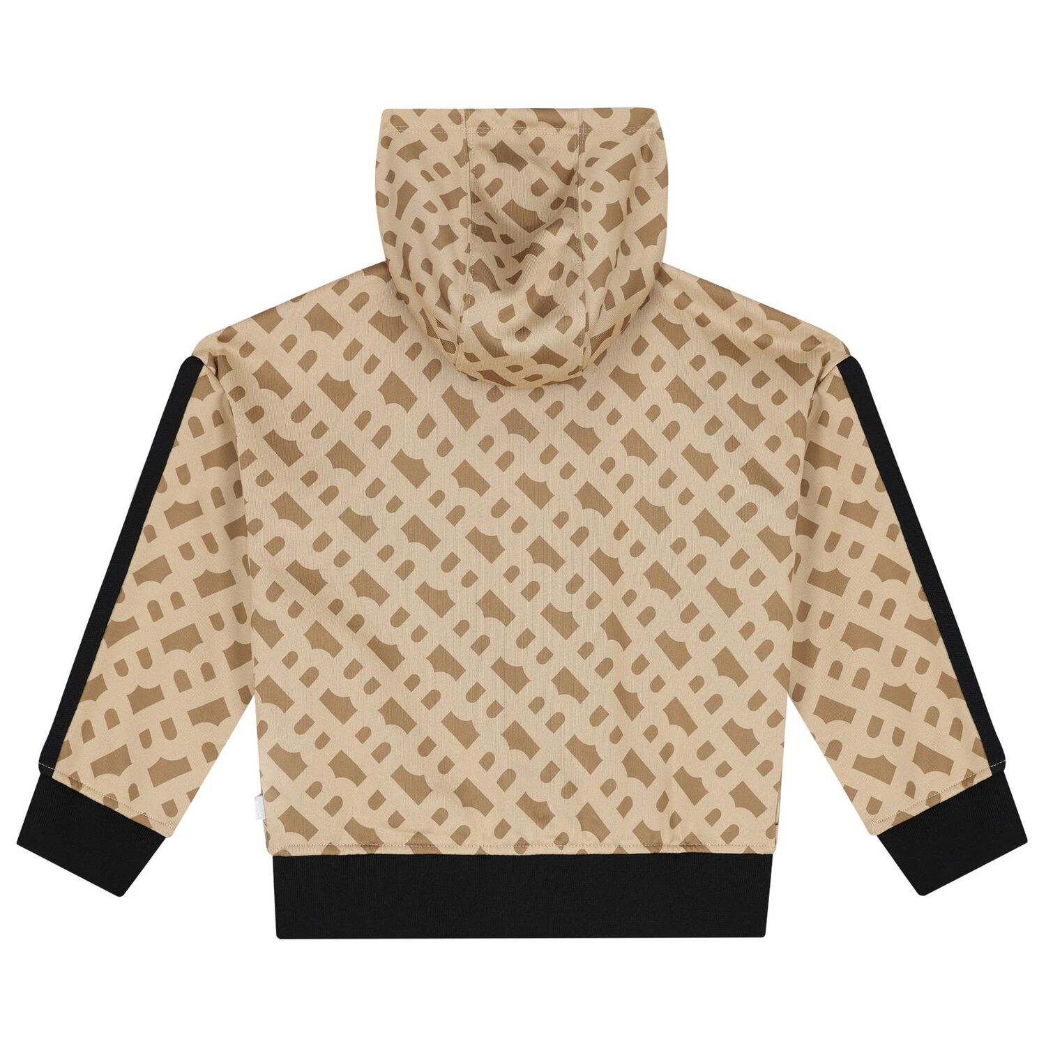 Girls Beige Logo Hooded Zip Up Top, 1, hi-res image number null