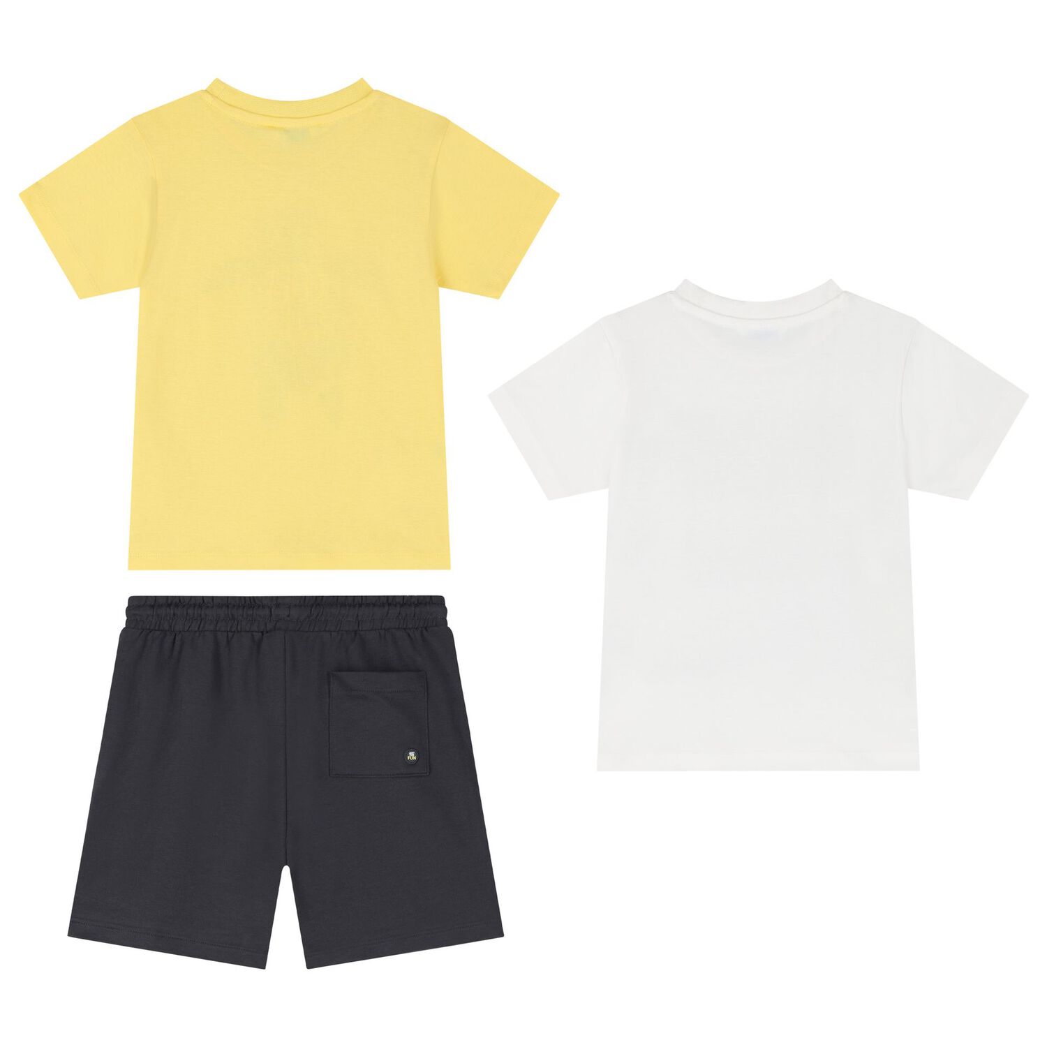 Boys White, Grey & Yellow Shorts Set, 2, hi-res