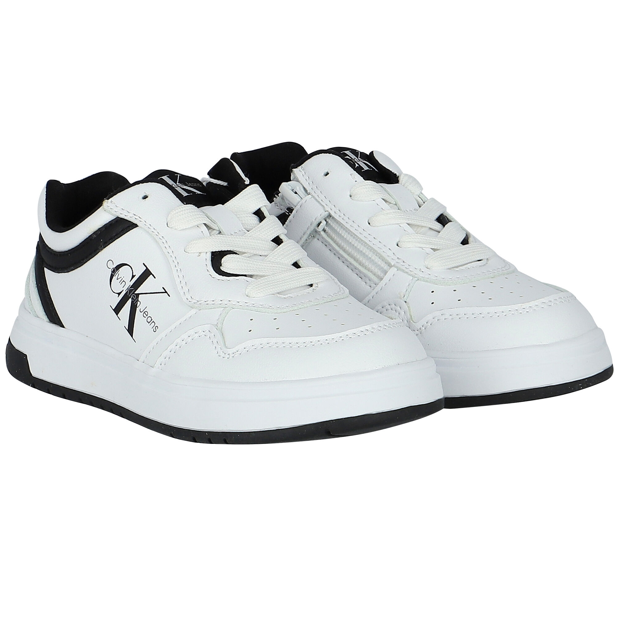 Calvin Klein White Logo Trainers Junior Couture USA