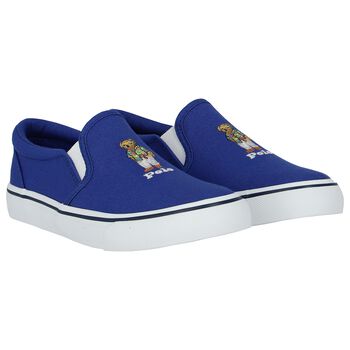 Boys Blue Bear Slip-On Trainers