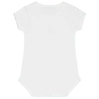 Baby White Teddy Embroidered Bodysuit