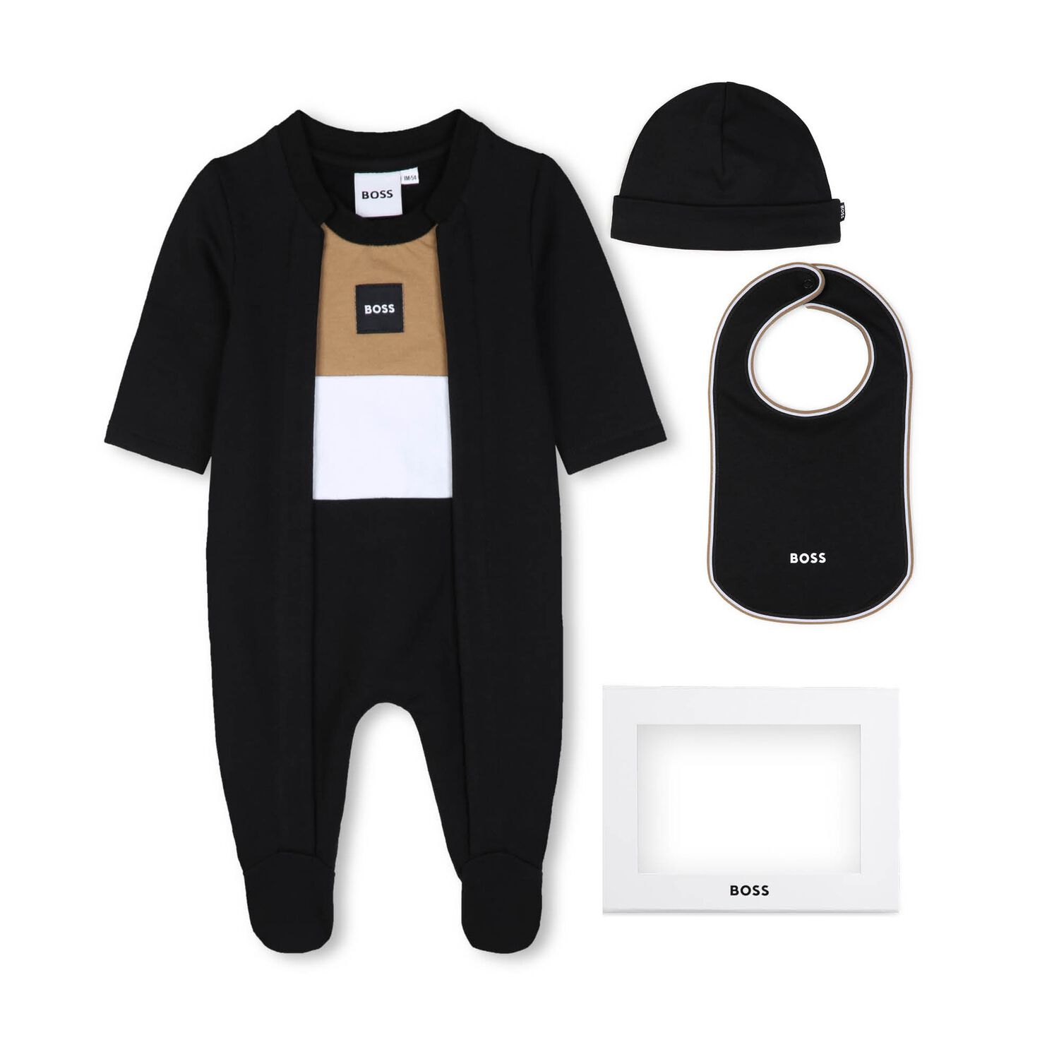 Baby Boys Black Logo Babygrow Gift Set, 1, hi-res