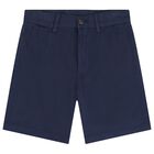 Boys Navy Blue Logo Shorts, 1, hi-res