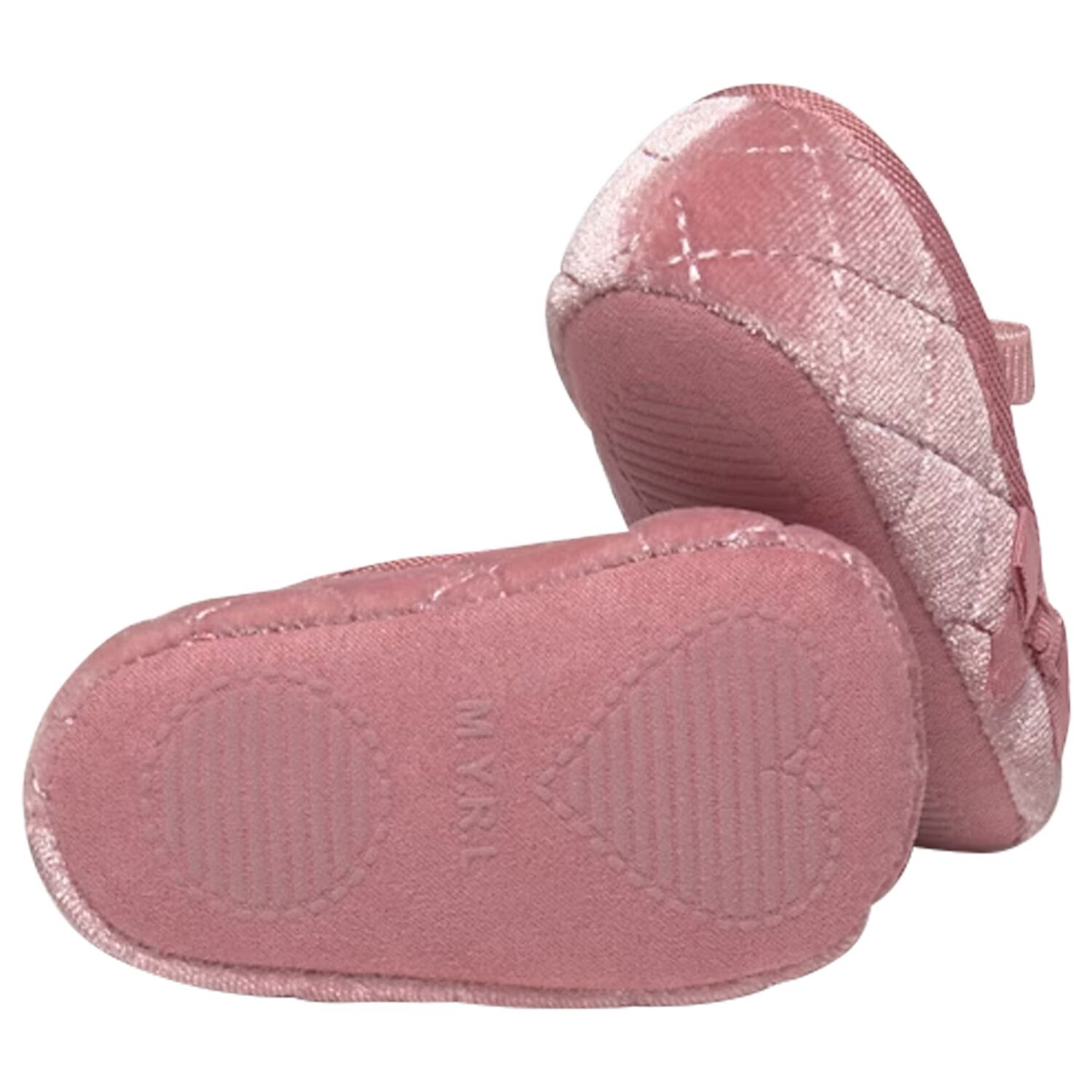 Baby Girls Pink Velvet Pre Walker Shoes, 3, hi-res image number null