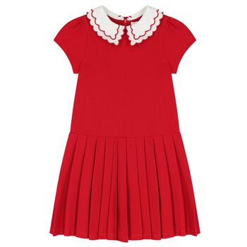 Girls Red Pleated Dress