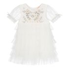 Baby Girls White Embellished Tulle Dress Set, 1, hi-res