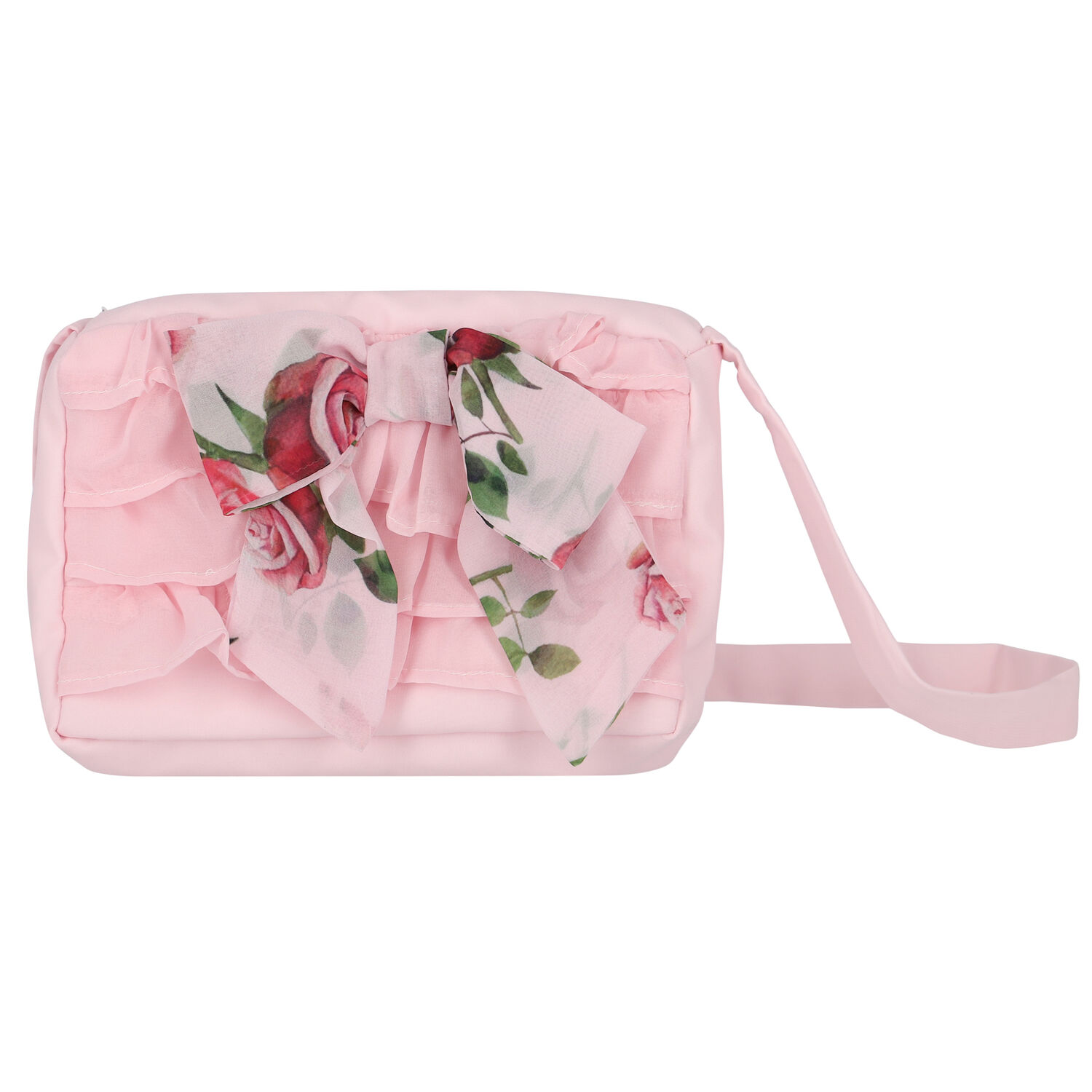 Girls Pink Chiffon Floral Handbag, 1, hi-res image number null
