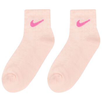 Girls White & Pink Logo Socks ( 6-Pack )