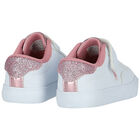 Girls White & Pink Logo Trainers, 1, hi-res