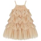 Girls Gold Ruffled Tulle Dress, 1, hi-res