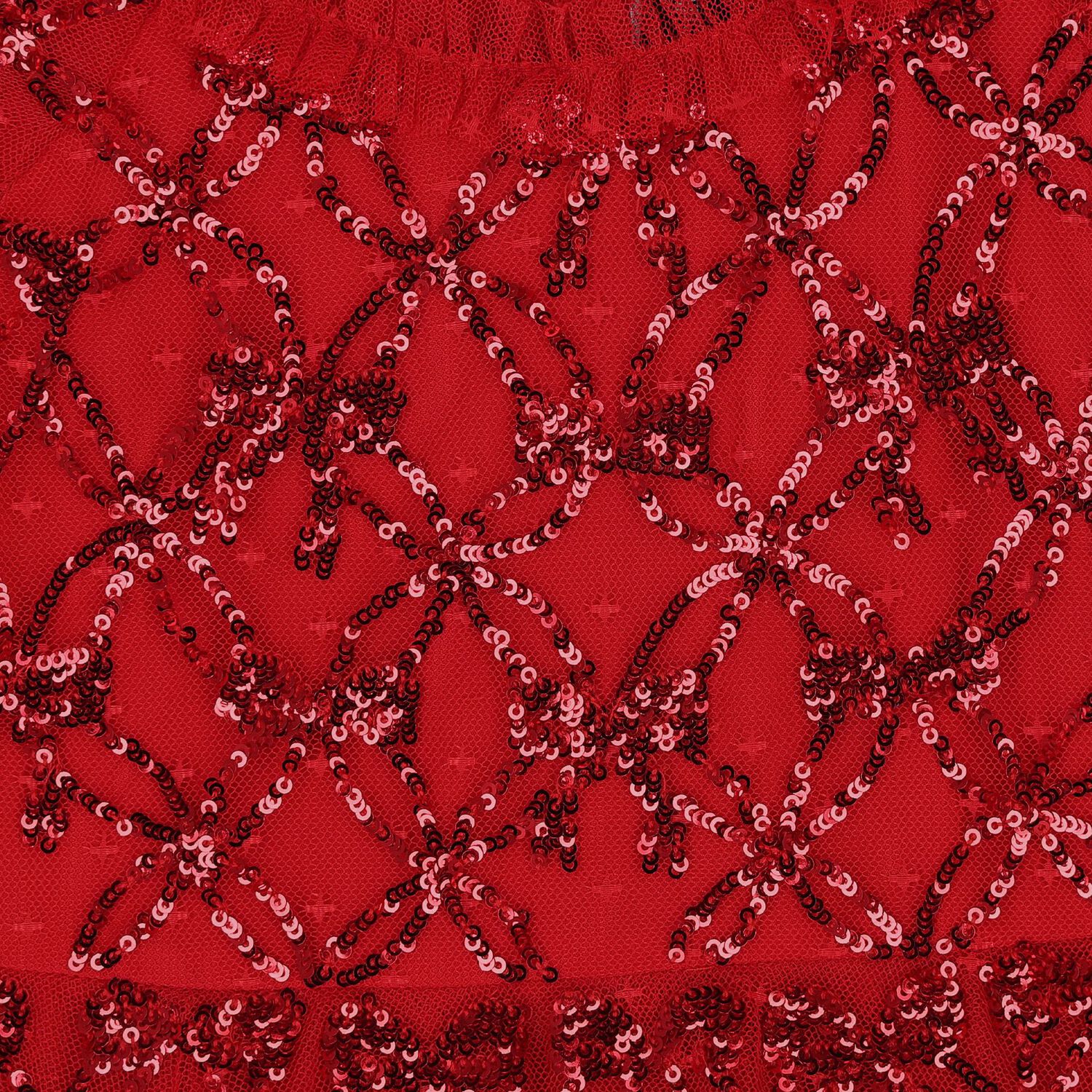 Girls Red Bow Lattice Sequin Cape Dress, 2, hi-res