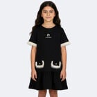 Girls Black & Ivory Logo Dress, 2, hi-res