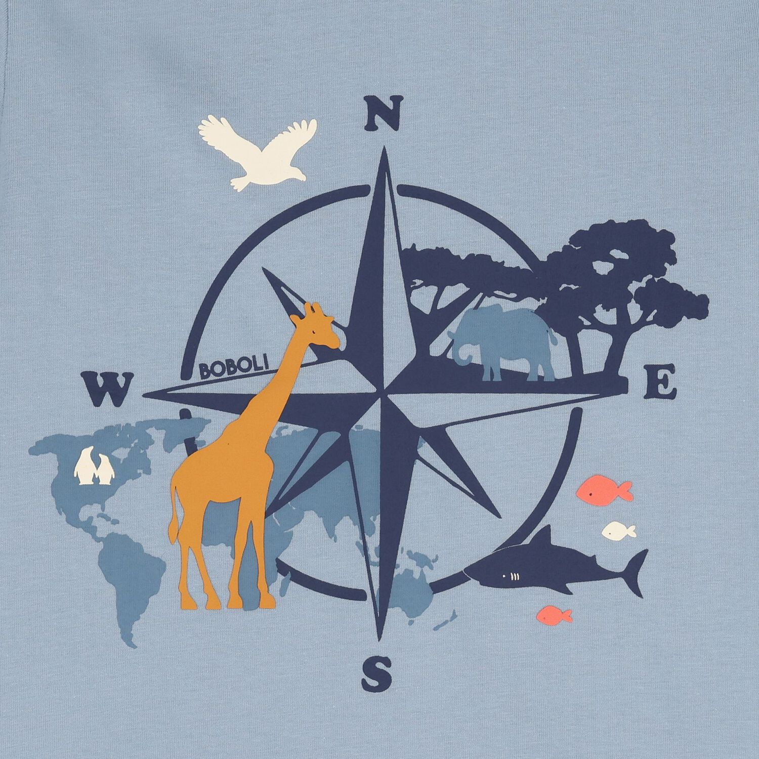 Boys Blue Compass Long Sleeve Top, 1, hi-res