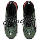 Boys Green Faux Leather Trainers, 1, hi-res