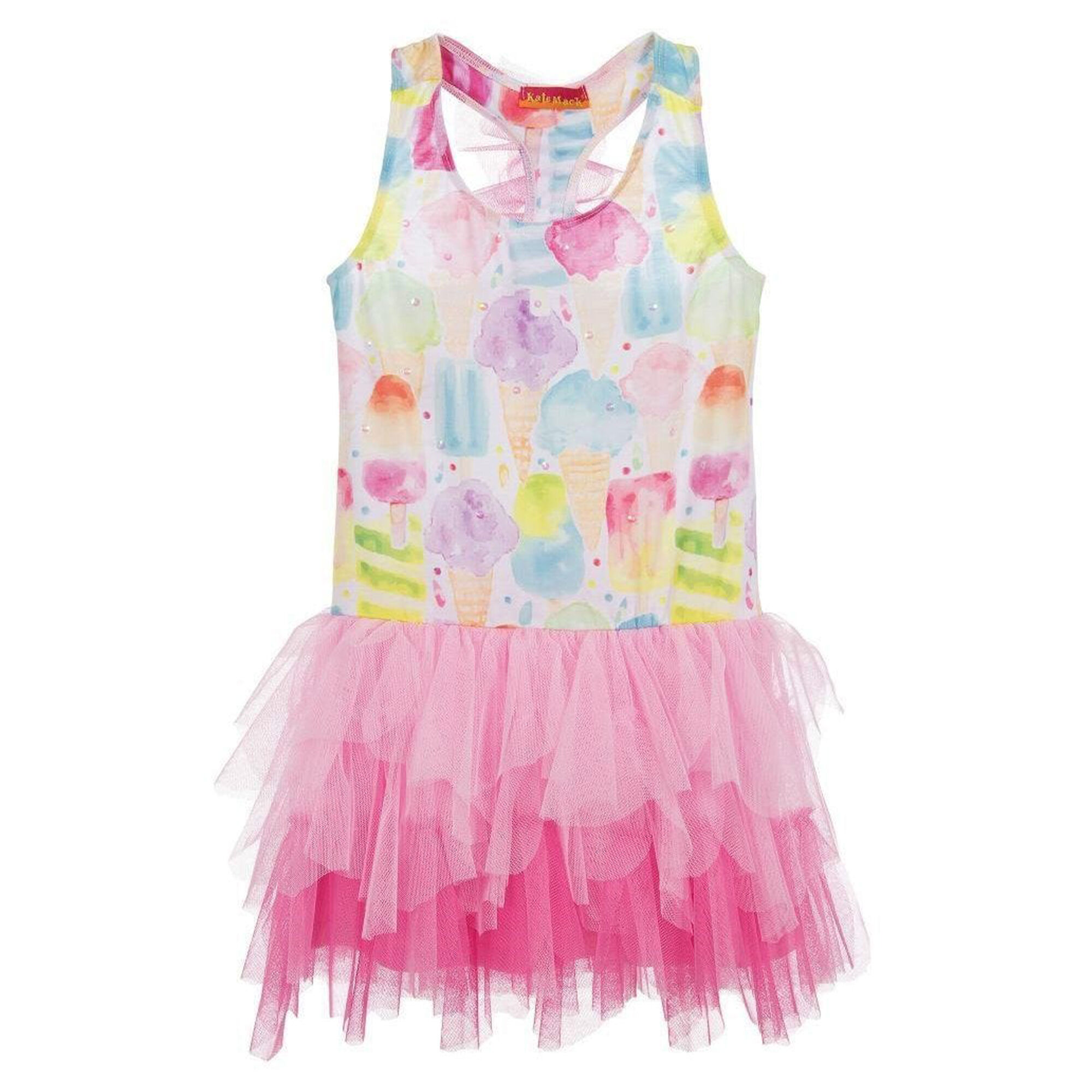 Kate Mack Biscotti Girls Pink Ice Cream Tulle Dress Junior Couture USA