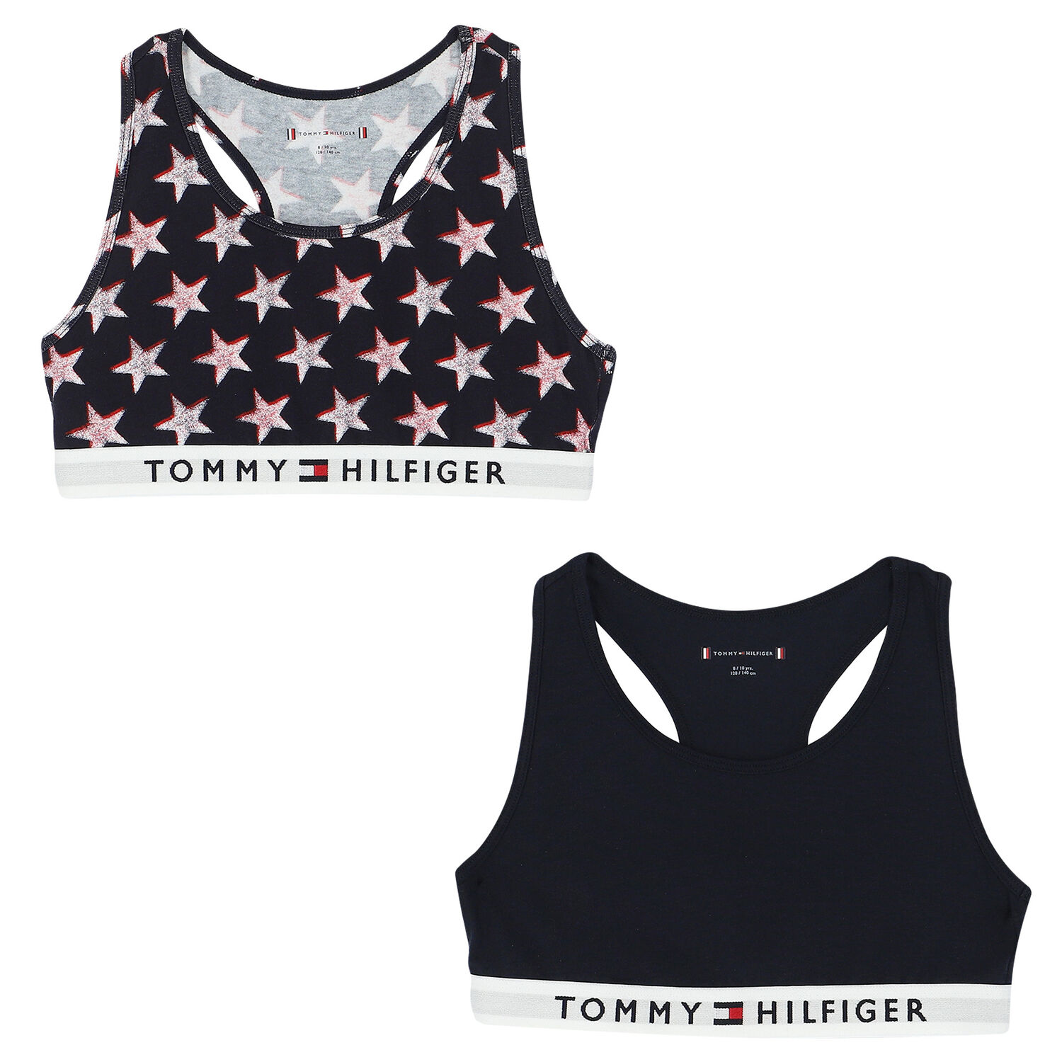Girls Navy Logo Bra Tops (2-Pack), 2, hi-res image number null