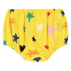 فستان بنات قطن بطبعة نجوم باللون الأصفر , 1, hi-res