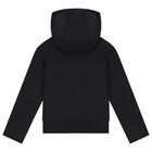 Black Logo Hooded Zip Up Top, 1, hi-res