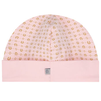 Pink & Gold Pima Cotton Logo Baby Hat