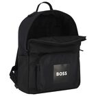 Boys Black Canvas Backpack, 1, hi-res