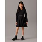 Girls Black Logo Dress, 1, hi-res