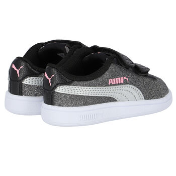 Girls Silver Logo Smash Trainers