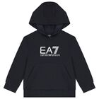 Boys Navy Blue Logo Hooded Top, 2, hi-res