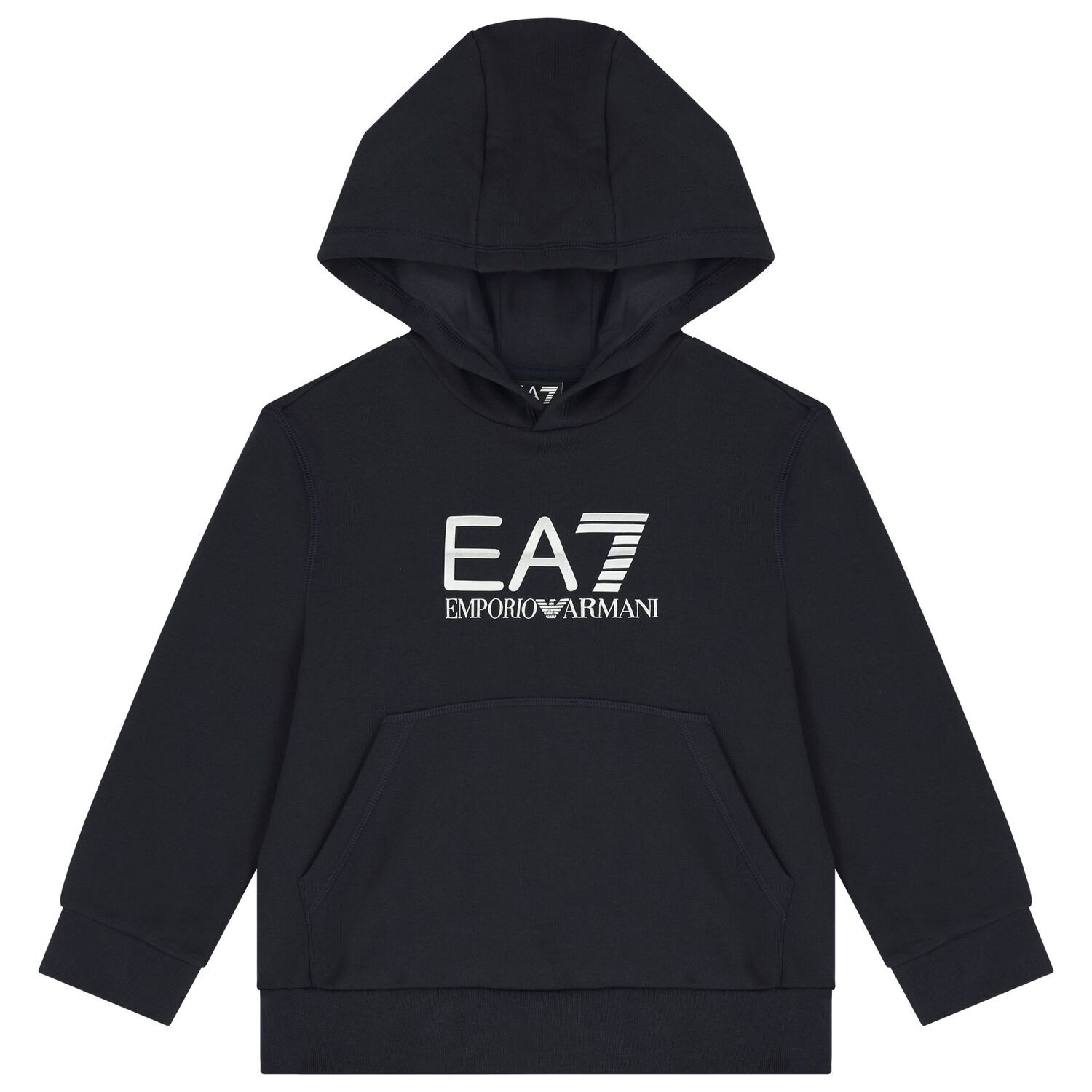 Boys Navy Blue Logo Hooded Top, 2, hi-res