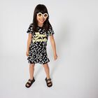 Girls Black Logo Flower Dress, 1, hi-res