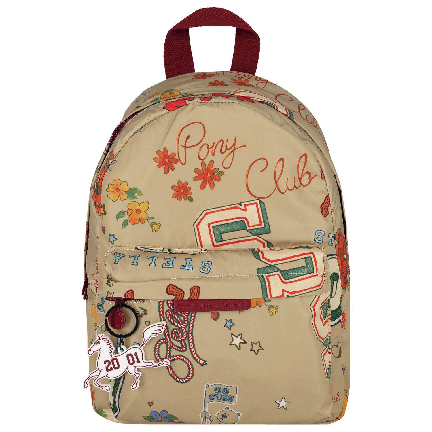 Younger Girls Beige Logo Floral Backpack ( 30CM ), 1, hi-res