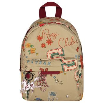 Younger Girls Beige Logo Floral Backpack ( 30CM )