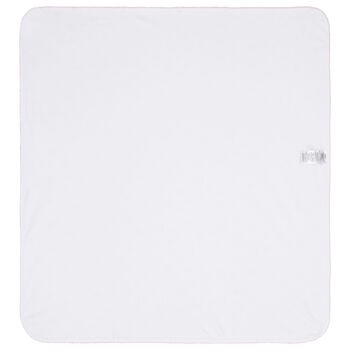 Baby Girls White & Pink Teddy Bear Time Blanket