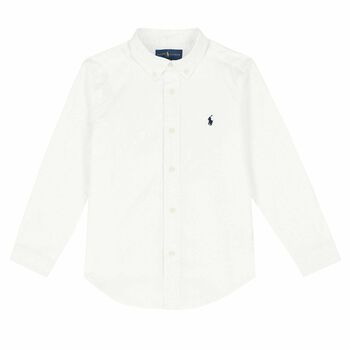 Ralph Lauren Boys White Slim Fit Logo Shirt, 1 Boys White Slim Fit Logo Shirt