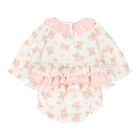 Baby Girls White Teddy Bear Romper, 1, hi-res