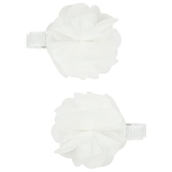 Girls White Flower Hairclips ( 2 Pack )