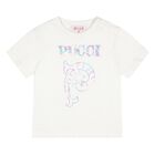 Younger Girls White Logo T-Shirt, 1, hi-res