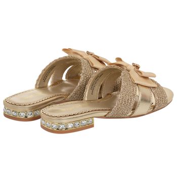 Girls Gold Embellished Sandals 