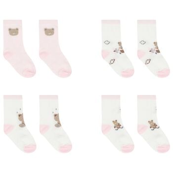 Baby Girls Pink & White Socks ( 4-Pack )