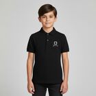 Boys Black Logo Polo Shirt, 1, hi-res
