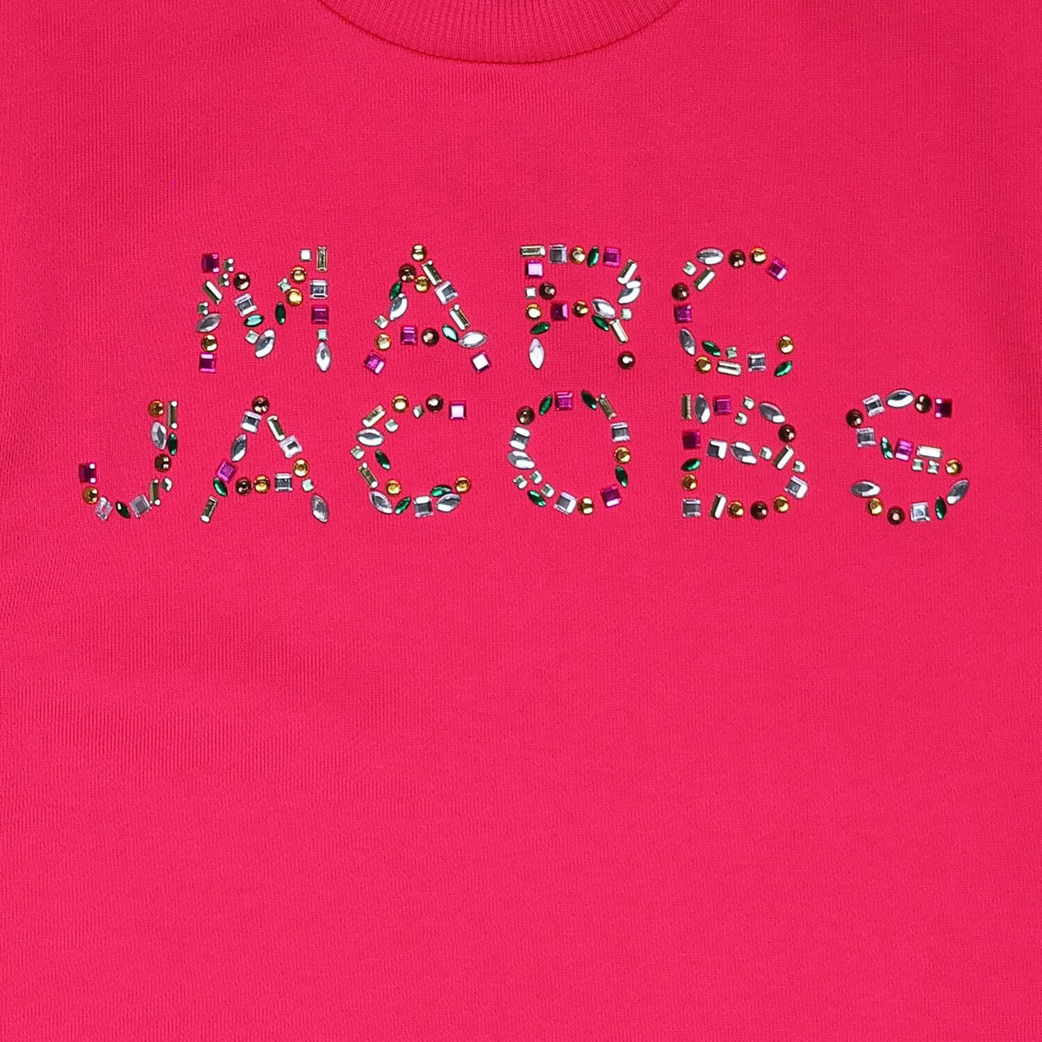 Girls Pink Embellished Logo Dress, 1, hi-res