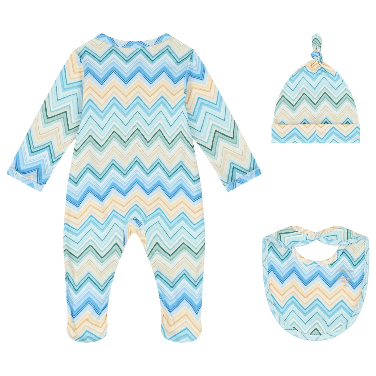 Blue & Yellow Zig Zag Babygrow Set, 1, hi-res